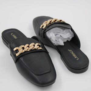 Women's Lamher Black w/ Gold Chain - Slip-Ons - Size: 8